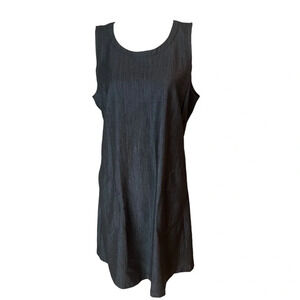 Calvin Klein Sleeveless Denim Shift Dress w/Pockets Navy Blue Women’s Size 14